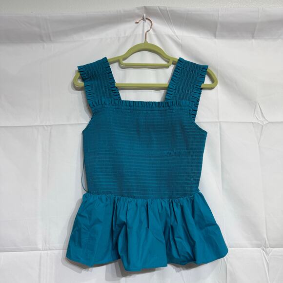INC International Concepts Teal Smocked Peplum Top Sz M NWT - Picture 2 of 13
